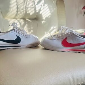 Nike White Sneakers with Red and Black Accents